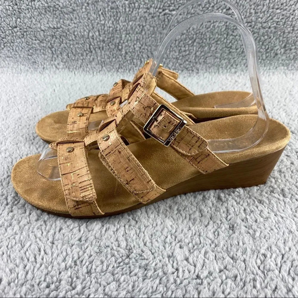 VIONIC RADIA CORK Wedge Sandals Slides Slip On Adjustable Straps Buckle Womens 9 - Picture 4 of 13